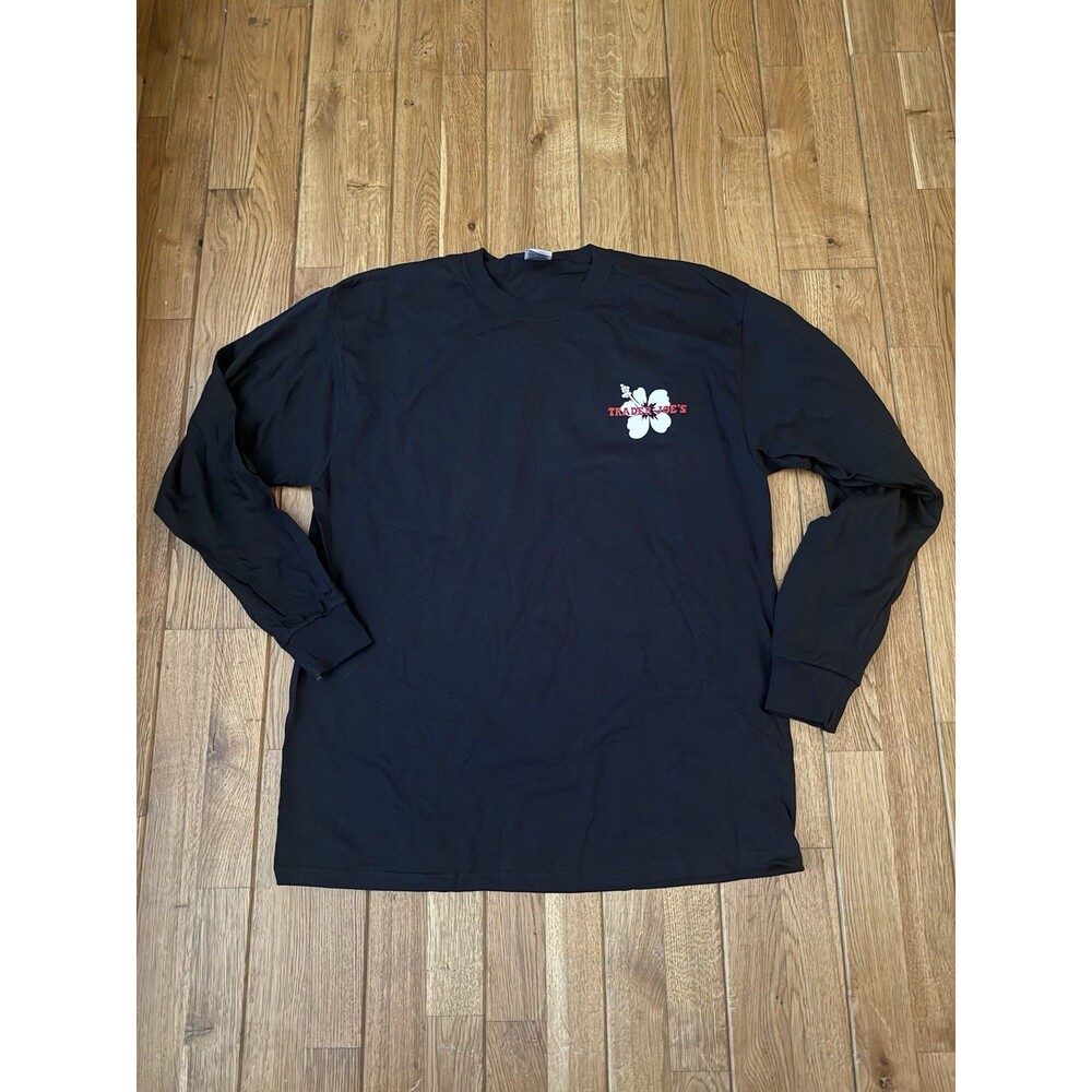 Trader Joe’s Crew Member Long Sleeve Hibiscus Black XL Shirt NEW